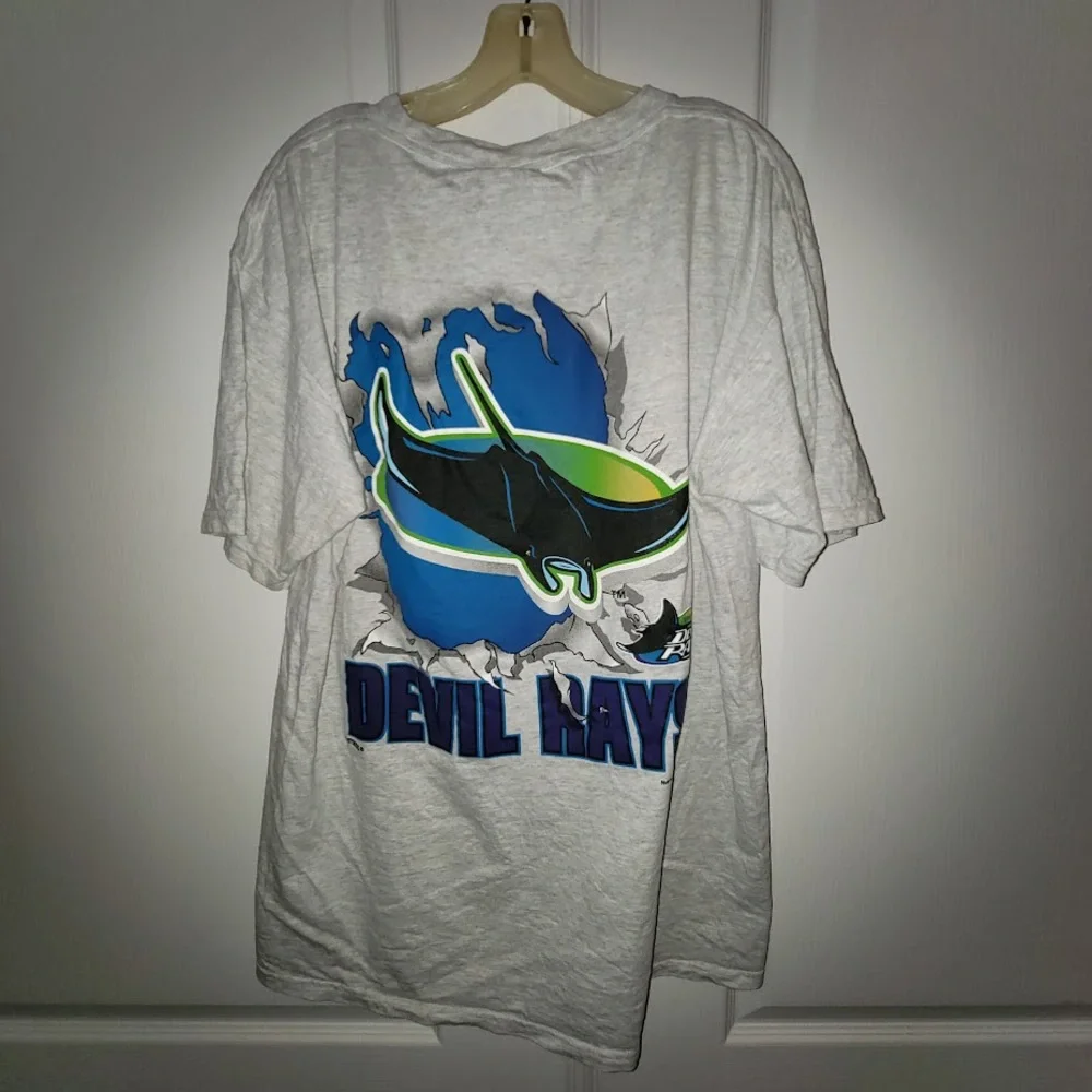 Vintage Tampa Bay Devil Rays Nutmeg T-Shirt 90s Y2K MLB Sportswear Grey Large